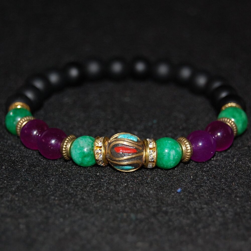Gemstone Bracelet,Stone Beads Bracelet,Multicolor Stone Beaded Bracelet